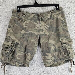 Vintage‎ Baileys Point Linen Rayon Camo Shorts Size 13 Faded Distressed Y2K
